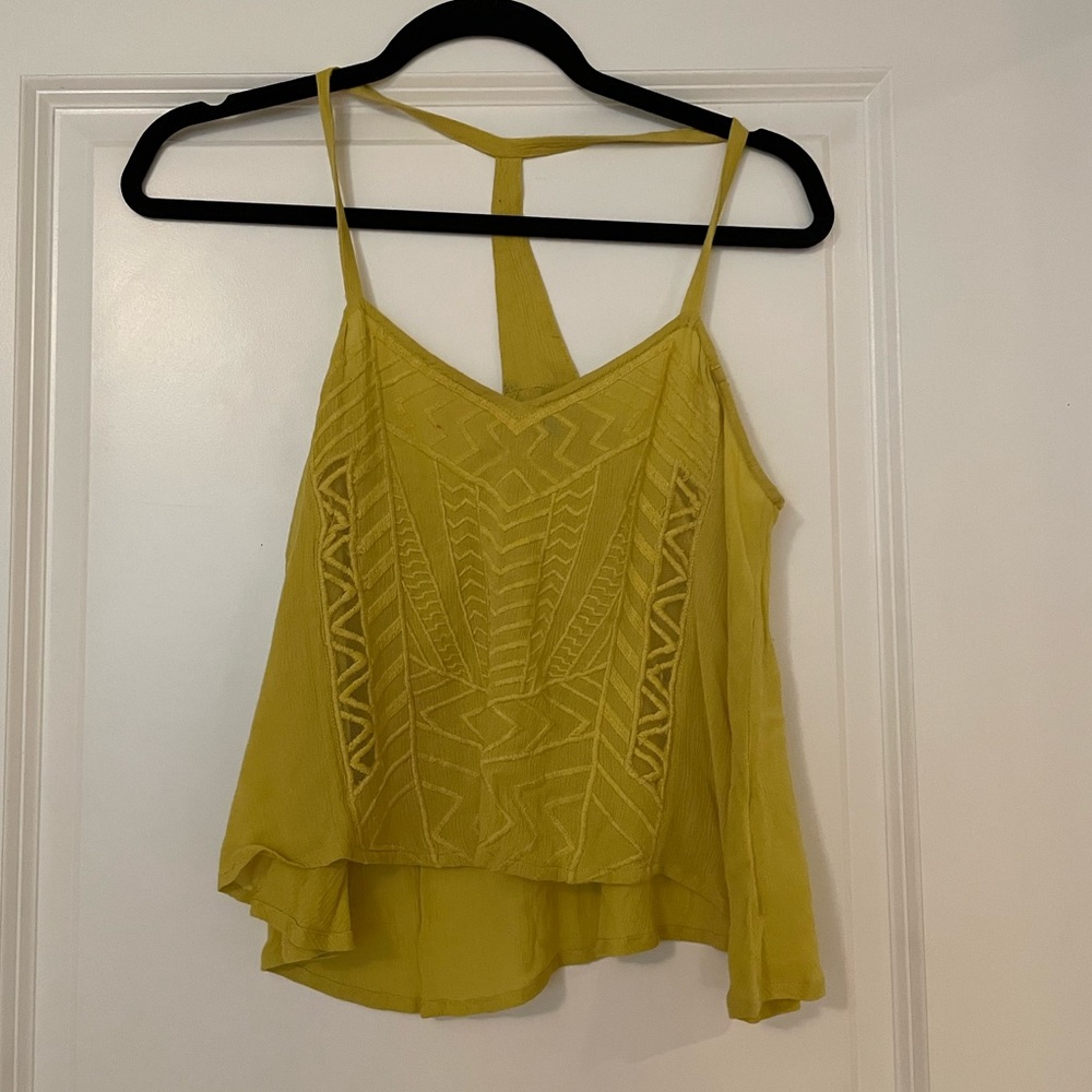 yellow embroidered tank